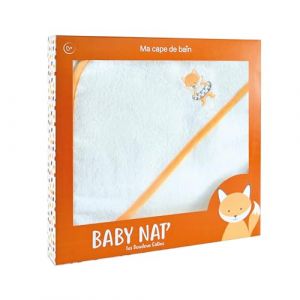 Babynat ' - Cape de Bain B&eacute;b&eacute; Renard 80x80 cm - Sortie de Bain en Coton Doux avec Capuche Brod&eacute;e - Serviette B&eacute;b&eacute; Pratique - Linge de Bain en Coffret Cadeau Naissance - BN6061