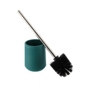 Tendance Brosse wc avec support Vert foncé strié et manche en Métal - Vert foncé