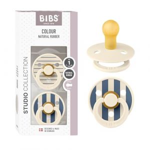 Lot de 2 Tétines Rondes Bibs Studio Pin Steel Blue - 0/6 Mois