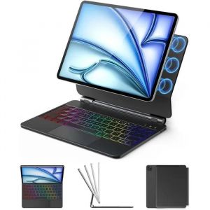 Clavier Kbcase Pour Ipad Air/Pro 11" (M3/M2), Étui Magnétique Avec Trackpad, Rétroéclairé 7 Couleurs, Azerty.