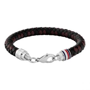 Tommy Hilfiger Bracelet Homme Tyson - 2790632 Acier, Cuir Argent, Noir