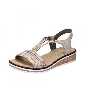 Rieker V3662, Sandale Femme, Beige, 37 EU