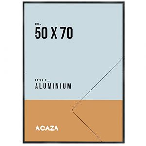 Image de ACAZA Cadre photo solide, 50 cm x 70 cm, Aluminium, Plexiglas, Bordure noire