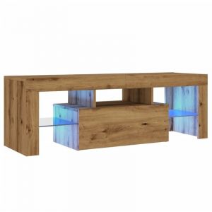 VidaXL Meuble Tv Avec Lumières Led Chêne Artisanal Bois D'ingénierie