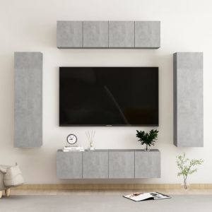 Image de VidaXL Ensemble de meubles TV 6 pcs Gris b?ton Agglom?r?