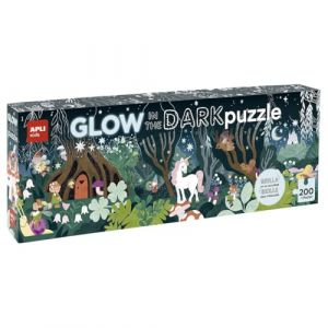 APLI Kids-La forêt Magique Puzzle 200 pièces Qui Brille dans Le Noir, 19692, Multicolore, 150 x 30 cm