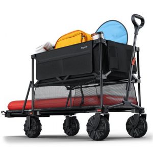 LifeGoods Double Wagon - Wagon pliable - 200KG - 400L - Pliable - Avec housse de protection - Noir