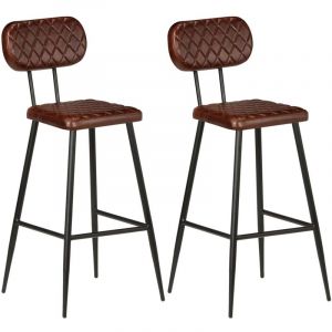 Image de VidaXL Chaises de bar 2 pcs Cuir véritable Marron