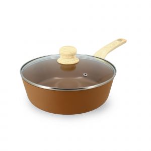 Menastyl SAUTEUSE NOISETTE24CM EN ALUMINIUM INDUCTION AVEC COUVERCLE EN VERRE