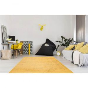 Allotapis Tapis vintage en acrylique avec franges Oregon Jaune 140x190