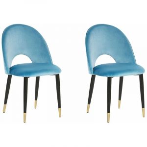 Beliani Lot de 2 chaises en velours bleu MAGALIA