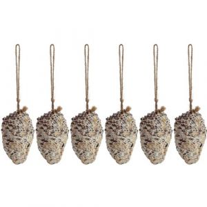 Best for Birds Pomme de pin fourrée de graines et graisse pour oiseaux Lot de 6