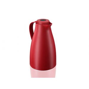 Leifheit Pichet isotherme 1L Harmonic, Pichet thermos café et thé 100% étanche, Thermos café chaud jusqu'à 24h, ouverture fermeture et versement d'une seule main, thermos design sans BPA, rouge
