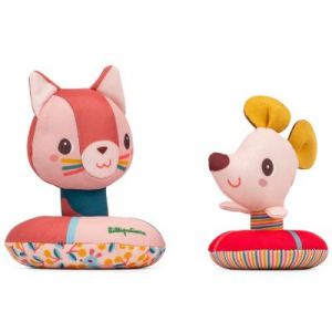 Lilliputiens Jeanne Le Chat - Nina la Souris- Flottant - Multicolore - 15 cm - Dès 6 Mois - 83652