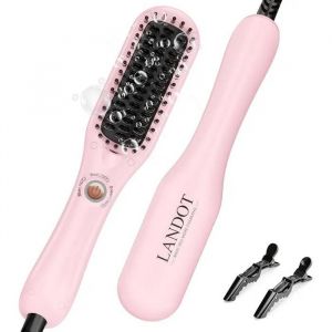 Landot Mini Brosse Lissante 2 En 1, Fer &Agrave; Lisser & Brosse, Compacte Pour Voyages, Cheveux Courts &Agrave; Mi-Longs.