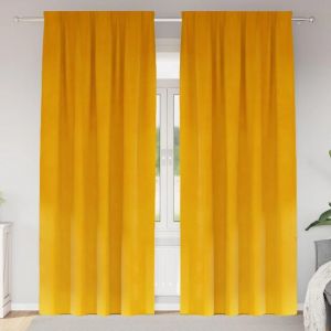VidaXL Rideaux 2 Pcs Jaune Moutarde 140 X 245 Cm Velours