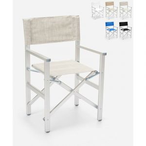 Beach and Garden Design Chaise de plage pliante portable en aluminium textilène Regista Gold | Gris