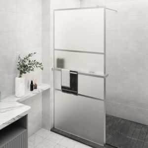 VidaXL Paroi de douche et &eacute;tag&egrave;re Chrome 90x195 cm Verre ESG&Aluminium Chrome