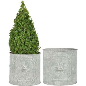 Image de Esschert design Pot de fleurs ronds Lion (Lot de 2)