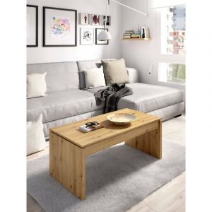 Table basse Dburgi, Porte-revues de salon avec compartiment de rangement, Table basse, 102x50h43 cm, Chêne Nodi - Dmora
