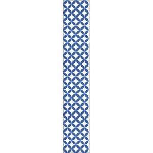 Plage Sticker carrelage adhésif décoratif autocollant, carreaux style céramique, ronds bleus losanges blancs, x6, 15 cm x 15 cm - Bleu