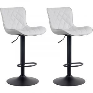 Image de CLP Lot de 2 tabourets de bar ajustables pivotants similicuir Blanc