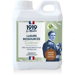 1919 by MAULER - Lasure Bois Ext&eacute;rieur & Int&eacute;rieur L'artisan - Lasure Biosourc&eacute;e Longue Tenue - Ch&ecirc;ne Fonc&eacute; - 5 L