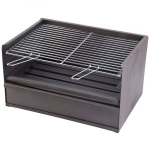 Pegane Tiroir Barbecue 3 hauteur avec grille galvanisée en Acier Inoxydable coloris Gris - 80 x 41 x 36 cm