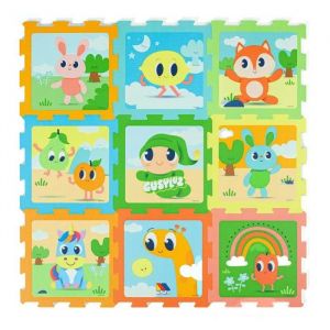 Molto Tapis en Mousse Puzzle 9 pièces réversible – Design Gusy Light – Sol pour Enfant rembourré et antidérapant – Tapis bébé à partir de 0 Mois – Mousse EVA Non Toxique