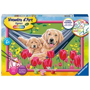Ravensburger Num&eacute;ro d&rsquo;Art grand format - Labrador et tulipes -4005556235988