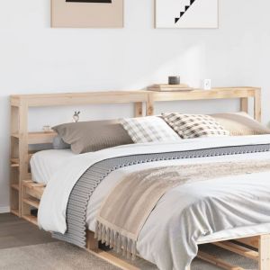 VidaXL Tête de lit avec étagères 180 cm bois massif de pin, tête de lit en bois, tête de lit avec rangement, tête de lit sur pied