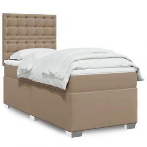 VidaXL Sommier &agrave; lattes de lit avec matelas Cappuccino 80x200 cm, lit, lit &agrave; plate-forme, lit &agrave; panneaux, meuble de chambre &agrave; coucher, canap&eacute;-lit