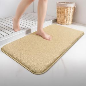 Vounot Lot de 2 Tapis de Bain Antidérapant Ultra Doux et Absorbant en Microfibre Confortable Lavable Machine Surface Lisse pour Salle de Bain Douche Baignoire 40x60 Beige