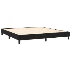 Décoshop26 Sommier à lattes sur pieds cadre de lit 160x200 cm tissu velours noir TDL0207004