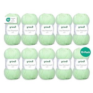 Image de Fil &agrave; tricoter et &agrave; crocheter Gr&uuml;ndl Lisa Premium Uni (doux et semblable &agrave; la laine, fil &agrave; tricoter lavable et facile d&rsquo;entretien 100 % polyacrylique, 50 g / 133 m), verde neon brillante