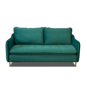 Inside75 Canapé lit scandinave 3 places express LAGOS 140cm sommier à lattes matelas 13cm velours vert canard