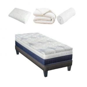 Image de BELLECOUR LITERIE Pack Prêt à dormir CASTELLANE 90x200 cm Matelas Mémoire de forme + Sommier + Accessoires