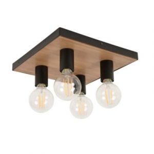 Corep Plafonnier métal et bois naturel/noir CONRAD 4L L30cm.