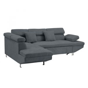 Bestmobilier - Margaux - canapé d'angle gauche 5 places convertible avec coffre et têtières réglables en velours texturé