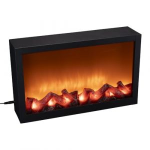 Cheminée LED Ideen mit Herz - Électrique - Effet feu réel - 41 x 10 x 25 cm