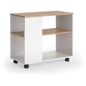 Table basse Marian, Ch&ecirc;ne dor&eacute;/blanc, 70x36.6cm avec roulettes, Vicco