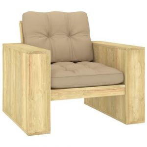 VidaXL Chaise de jardin avec coussins beige Bois de pin imprégné