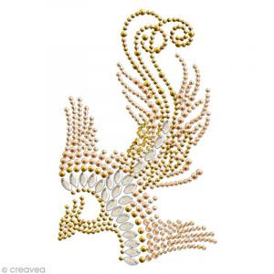 Transfert thermocollant clou et strass phoenix 13,7x8,5 cm - ki-sign