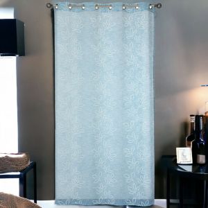 Atout Ciel Lot de 2 Voilages Effet Lin imprimés Gomme à œillets 140x240cm prêts à Poser, Bleu