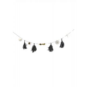 Guirlande Halloween noire et or avec tassels 2m - Couleur Noir