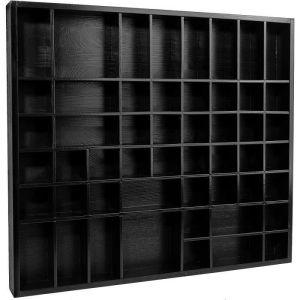 Creative Deco Vitrine Murale Etagere Bois Noir 51 Compartiments 52 x 46 x 5 cm