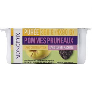 Monoprix Pur&eacute;e de pommes pruneaux - Les 4 pots de 90g