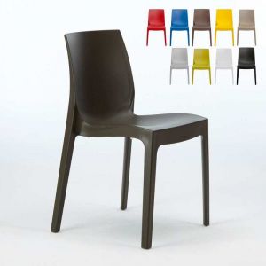 Grand Soleil 22 Chaises ROME en polypropylène empilable bar café promo offre stock | Marron