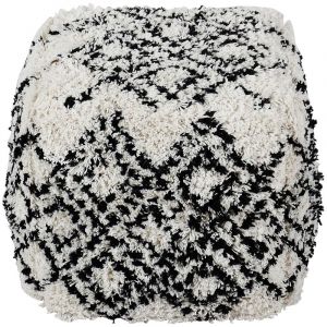 No Pouf Tibet Tissu Blanc et Noir