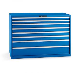 Certeo Lista Armoire à tiroirs en tôle d'acier - h x l 1000 x 1431 mm, 8 tiroirs - charge max. 75 kg, bleu gentiane